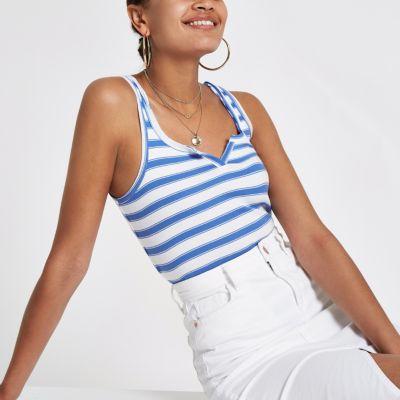 River Island Womens Stripe Notch Front Vest