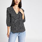 River Island Womens Spot Print Frill Front Blouse