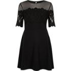 River Island Womens Mesh And Lace Panel Skater Dress