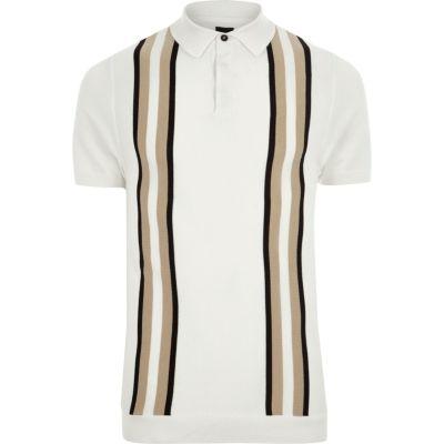 River Island Mens Block Slim Fit Knitted Polo Shirt