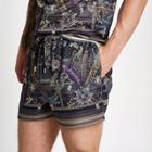 River Island Mens Mesh Baroque Print Slim Fit Shorts