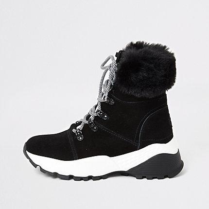 River Island Womens Suede Trainer Boots