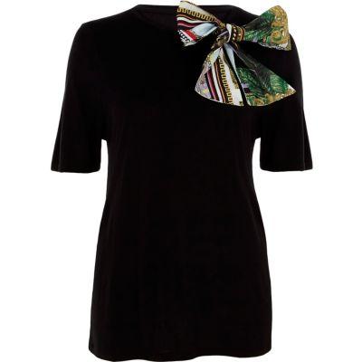 River Island Womens Scarf Print Bow Detail T-shirt