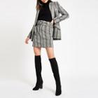 River Island Womens Check Wool Paperbag Waist Mini Skirt