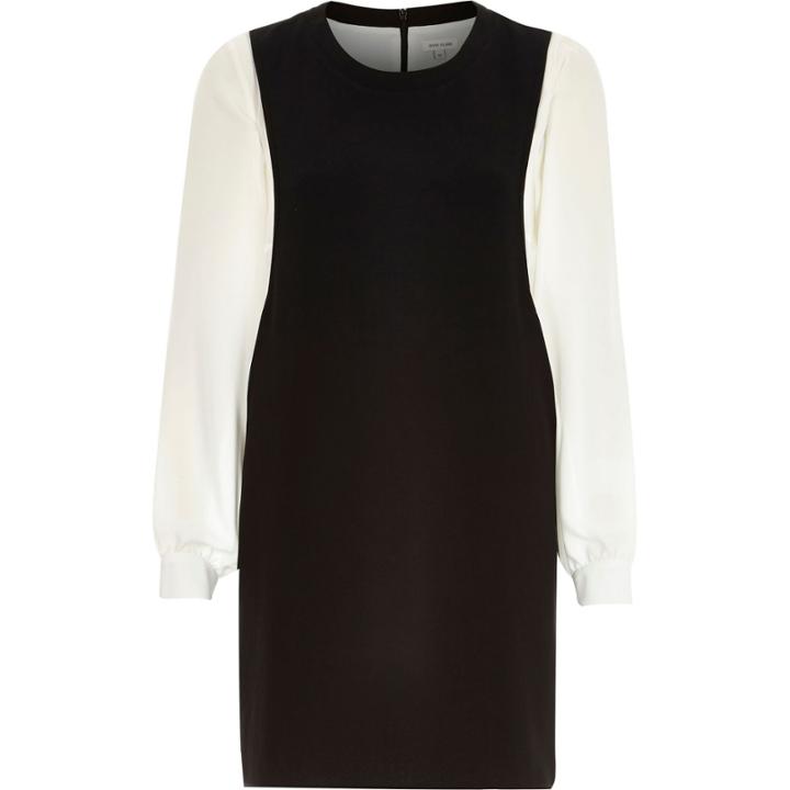 River Island Womens Contrast Long Sleeve Pinafore Dress