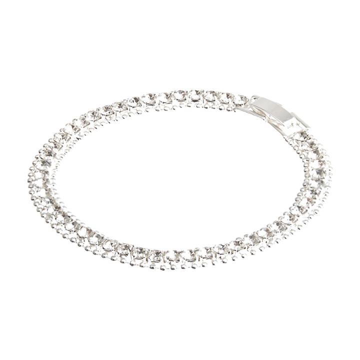River Island Womens Silver Tone Rhinestone Bracelet