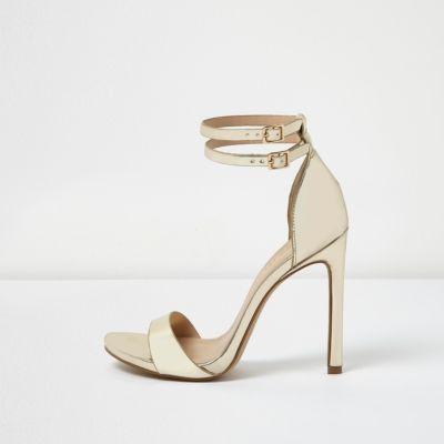 River Island Womens Gold Wide Fit Strappy Barely There Heels