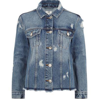 River Island Womens Petite Oversized Denim Jacket