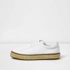 River Island Womens White And Gold Lace Up Sneakers