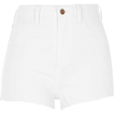 River Island Womens White Denim High Rise Hot Pants