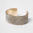 River Island Womens Gold Diamante Encrusted Chunky Cuff Bracelet