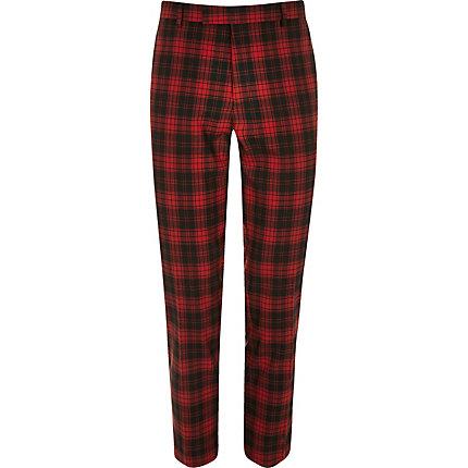 River Island Mens Tartan Check Smart Skinny Trousers