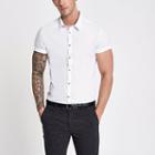 River Island Mens White Muscle Fit Short Sleeve Button-up Shirt