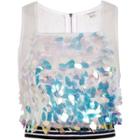 River Island Womens White Sequin Sporty Crop Top