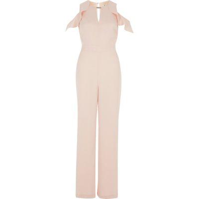 River Island Womens Frill Sleeve Cold Shoulder Jumpsuit