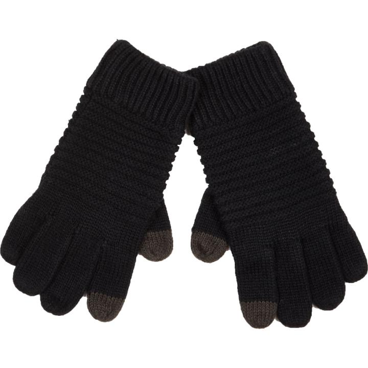 River Island Mensblack Ribbed Knitted Touch Screen Gloves