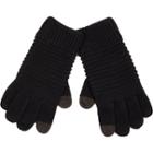 River Island Mensblack Ribbed Knitted Touch Screen Gloves