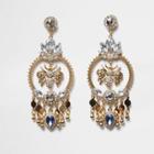 River Island Womens Gold Tone Wasp Hoop Embellished Earrings