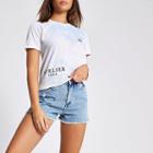 River Island Womens White Tie Dye Crop T-shirt
