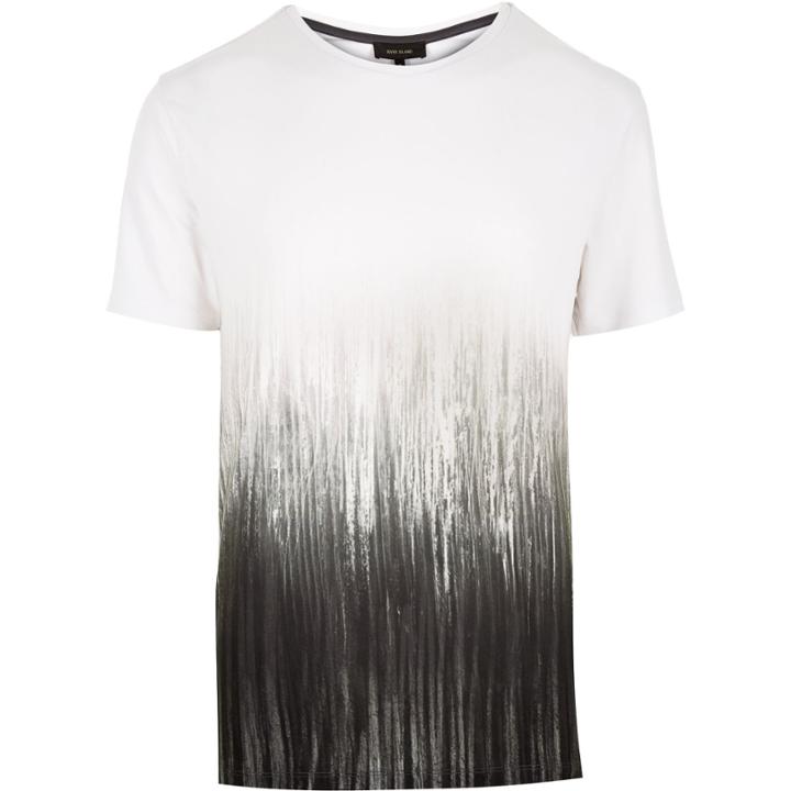 River Island Menswhite Scratchy Faded Print T-shirt