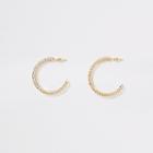 River Island Womens Gold Colour Diamante And Pearl Hoop Earring