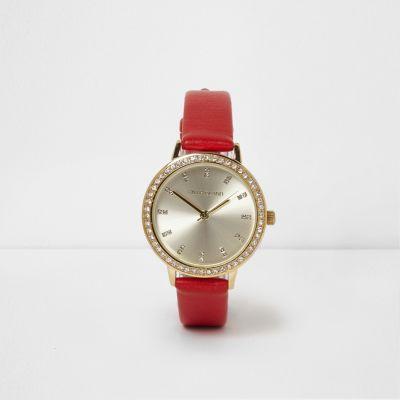 River Island Womens Diamante Round Watch