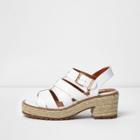 River Island Womens White Croc Embossed Caged Espadrille Sandals