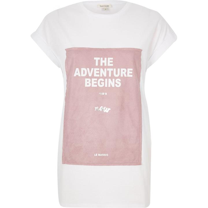 River Island Womens White Adventure Print Oversized T-shirt