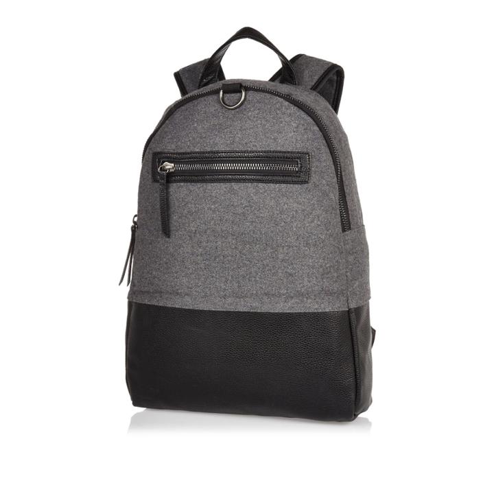 River Island Mensblack Block Panel Backpack
