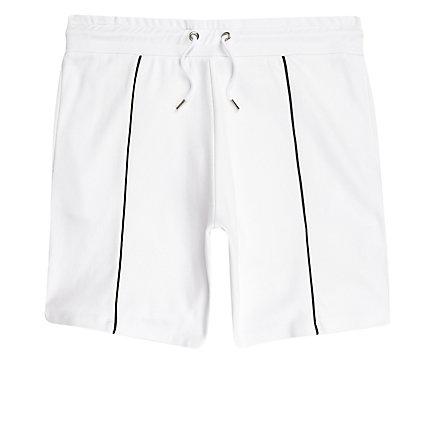 River Island Mens White Piped Slim Fit Jersey Shorts