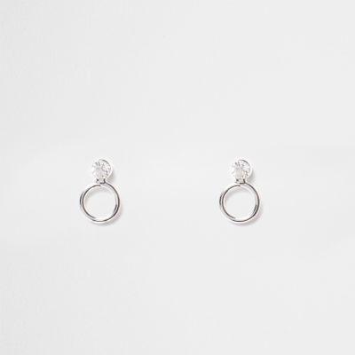 River Island Womens Silver Tone Diamante Circle Stud Earrings