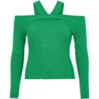 River Island Womens Rib Knit Cross Bardot Neck Tie Back Top