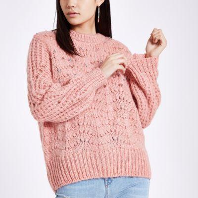 River Island Womens Knit Round Neck Embellished Jumper