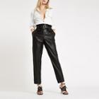 River Island Womens Faux Leather Tapered Paperbag Pants