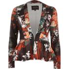 River Island Womens Floral Print Zip Peplum Jacket
