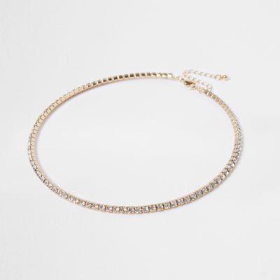 River Island Womens Gold Tone Diamante Pave Necklace
