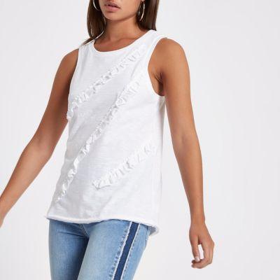 River Island Womens White Ruffle Frontk