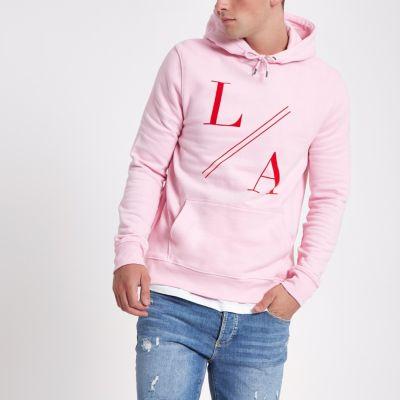 River Island Mens 'la' Flock Print Slim Fit Hoodie