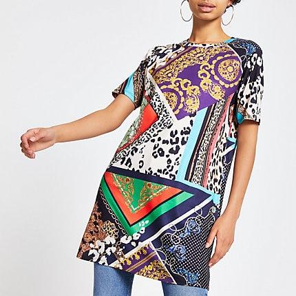 River Island Womens Multi Print Jumbo T-shirt