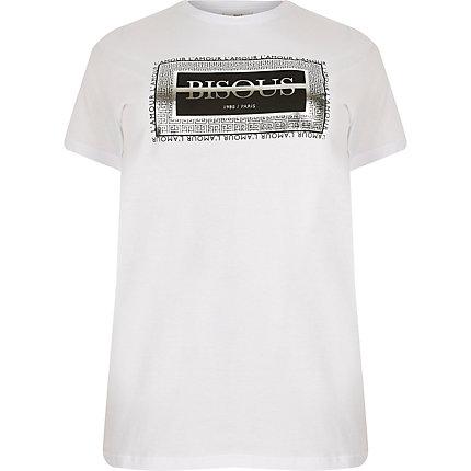 River Island Womens Plus White 'bisous' Foil Print T-shirt