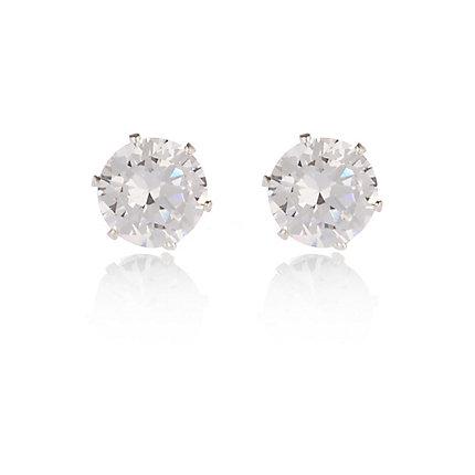 River Island Womens Cubic Zirconia Silver Tone Gem Stud Earrings