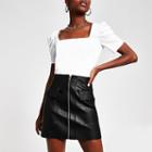 River Island Womens Faux Leather Utility Mini Skirt