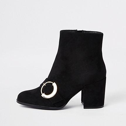River Island Womens Toe Buckle Block Heel Boots