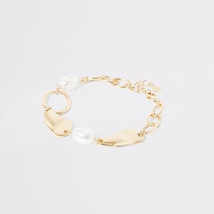 River Island Womens Gold Color Pearl Anklet