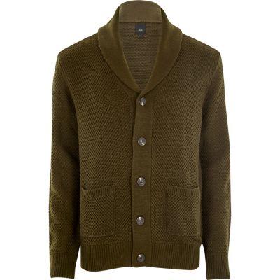 River Island Mens Shawl Neck Button-up Cardigan