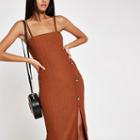 River Island Womens Rust Button Down Maxi Slip Dress
