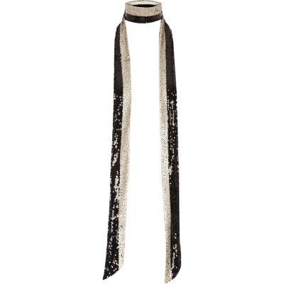River Island Womens Sequin Stripe Choker Skinny Scarf