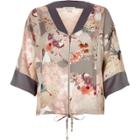 River Island Womens Floral Print Zip Kimono Shirt