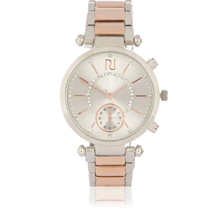 River Island Womens Silver And Rose Gold Tone Diamante Watch
