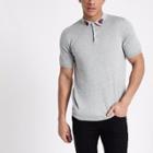 River Island Mens Knit Rose Embroidered Slim Polo Shirt
